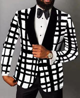 Herren eleganter Smoking mit auffälligem Karomuster Aliams – -