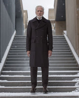 Herren eleganter Trenchcoat mit doppelter Knopfleiste Aliams – Schwarz