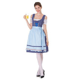 Damen nan tradicionales Oktoberfest Dirndlkleid mit Schürze Drune – Blau
