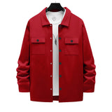 Herren nan Overshirt-Jacke mit Brustklappen, lockerer Passform und durchgehender Knopfleiste Drune – Feuerrot