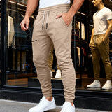 Herren nan tapered Jogginghose mit Kniepasse, elastischem Tunnelzugbund und Reißverschlusstaschen Drune – Khaki