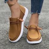 Damen nan lässige Slip-On Sneaker-Halbschuhe mit geripptem Textilobermaterial und elastischer Schnürung Drune – Braun