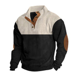 Herren modischer Stehkragen-Pullover mit eleganten Knöpfen Aliams – Schwarz