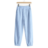 Damen nan relaxed-fit Haremshose aus Leinenmix mit Tunnelzugbund und elastischen Knöchelbündchen Drune – Hellblau