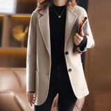 Tweedcharm – dicker damenblazer für herbst und winter – Grau