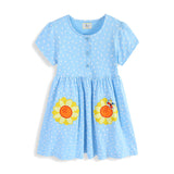 Mädchen Sommerkleid mit verspielten Blumenapplikationen Drune – Grün