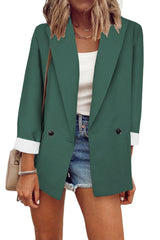 Damen nan legerer Oversize Blazer mit dreiviertelärmeln und kontrastmanschetten Drune – Grün