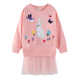 Mädchen Sweatshirt mit Tüllrock und tierischer Applikation Drune – Lila