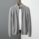 Ovidiu – Gestreifter Strickjacke Mit Reißverschluss – Grau