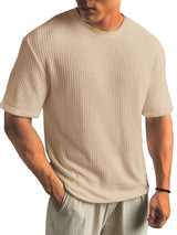 Kasper Strukturiertes Kurzarmshirt – Khaki