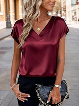 Damen Satinbluse Drune – Bordeauxrot