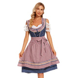 Damen nan traditionelles Dirndlkleid mit kariertem Schürzenrock, Schnürung und Spitzenärmeln Drune – Farbe wie Bild
