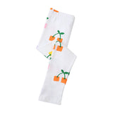 Mädchen Leggings mit fröhlichem Blüten- und Pflanzenmuster Drune – Braun