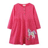 Mädchen Langarmkleid mit verspieltem Einhorn-Motiv Drune – Blau