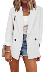 Damen nan legerer Oversize Blazer mit dreiviertelärmeln und kontrastmanschetten Drune – Weiß