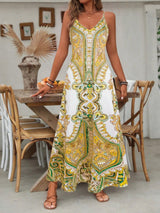Zara | Damen Maxi-Kleid Träger Mandala-Druck Boho Sommer – Gelb