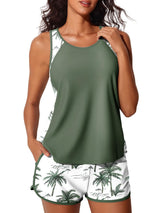 Damen Sportliches Tankini-Set mit Shorts Drune – Olivgrün