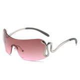 Damen Y2K Übergroße Sonnenbrille | Stylisch – Tee Pink