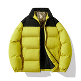 Gefütterte Herren Steppjacke mit hohem Kragen – Gelb