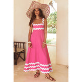 Maxikleid für Frauen mit Boho-Schrägstrich-Stil - Lumeyna – Rosa Faltenweiß