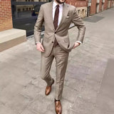 Herren Anzug | zweiteiliges Set mit Jacke und Hose – Khaki