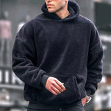 Herren Oversized Kuschelpullover mit Kapuze Aliams – Schwarz
