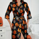 Kürbis Kimono Robe Halloween Kostüm – Orange