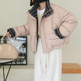 Venus | Kurze Daunenjacke Mit Karofutter – Rosa