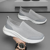 Unisex nan leichter Schlupf-Sneaker mit dreidimensionaler Netzstruktur, ergonomischer Dämpfung und Fersenlasche Drune – Grau