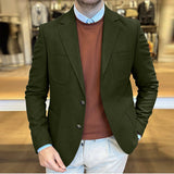 Herren Eleganter Wildlederblazer mit doppelter Knopfleiste und praktischen Taschen Aliams – Olivgrün