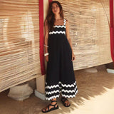 Maxikleid für Frauen mit Boho-Schrägstrich-Stil - Lumeyna – Schwarz