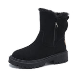 Damen Winter Stiefel | Mid-Calf Classic mit Reißverschluss – Schwarz