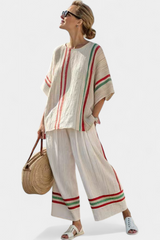 Noemi – bedruckte Boho-Bluse und bequeme weite Hose – Mehrfarbig