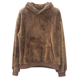 Unisex nan kuscheliger Teddy-Fleece Hoodie mit überlanger Passform und Kängurutasche Drune – Dunkelbraun