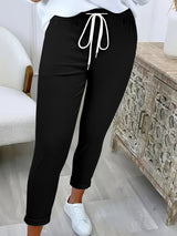 Damen nan taillierte Freizeithose mit Kordelzug und Umschlagbündchen Drune – Schwarz