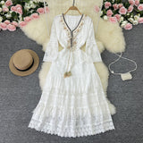 Amary - Boho-Spitzenkleid – Weiß