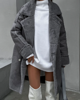 Damen Teddy Mantel | Winter – Grau