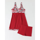 Damen Sportliches Tankini-Set mit modischem Knoten und Shorts Drune – Rot