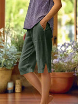 Fenja | Bequeme Bermuda mit Details – Olivgrün