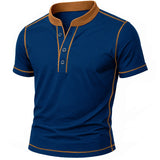 OLIVIER | HENLEY-SHIRT MIT EMBER-DETAIL – Marineblau