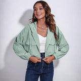 Aletta Gekürzter Cord-Hoodie – Grün