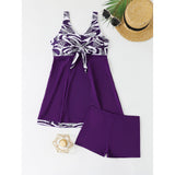 Damen Sportliches Tankini-Set mit modischem Knoten und Shorts Drune – Lila