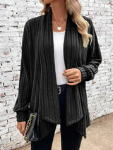 Leah™ - Rippstrick Drape Cardigan – Schwarz