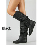 Damen nan lässige Slouch-Stiefel mit weichem Schaft, gerafftem Design und flacher Komfortsohle Drune – Schwarz