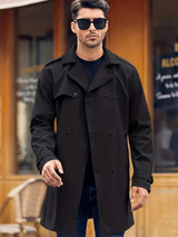 Herren eleganter Trenchcoat mit praktischen Taschen Aliams – Schwarz