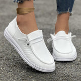 Damen nan lässige Slip-On Sneaker-Halbschuhe mit geripptem Textilobermaterial und elastischer Schnürung Drune – Weiß