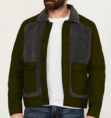 Herren Outdoor-Jacke mit Teddyfellkragen und funktionalen Taschen Aliams – Olivgrün