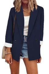 Damen nan legerer Oversize Blazer mit dreiviertelärmeln und kontrastmanschetten Drune – Marineblau