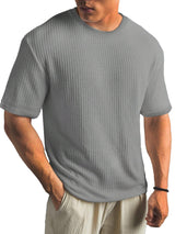 Kasper Strukturiertes Kurzarmshirt – Grau