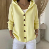 Damen nan Kapuzen-Cardigan mit Knopfleiste und lässiger Oversize-Passform Drune – Beige